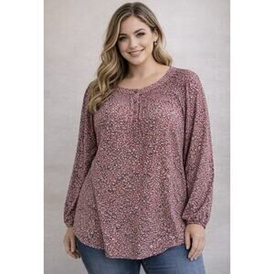 New Beautiful Women's 3X Croft & Barrow Floral Balloon Sleeve Tunic Top